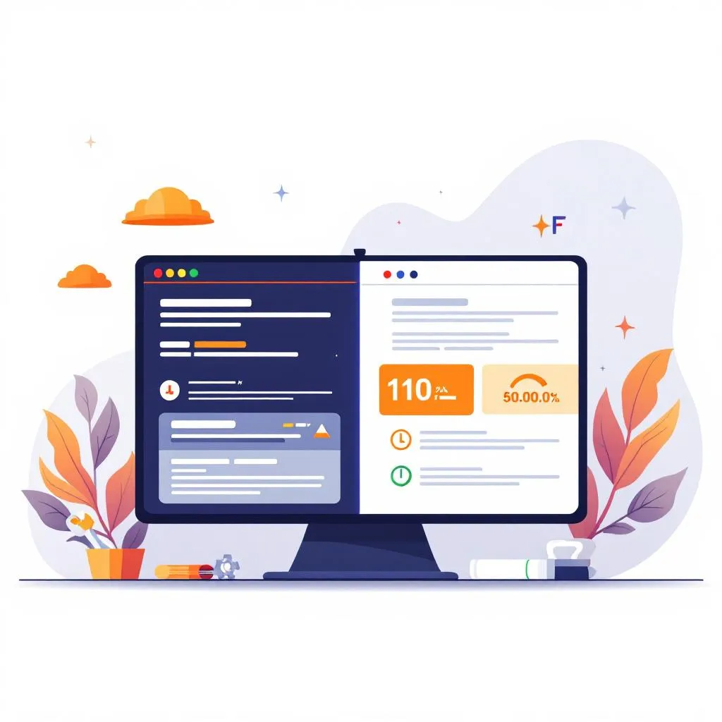 Split screen showing two websites, one dark and slow with red warnings, one bright and fast with green speed indicators
